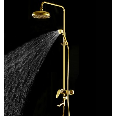 Tri-Function Adjustable PVD Polished Gold Exposed Rain Shower Set LBS-060