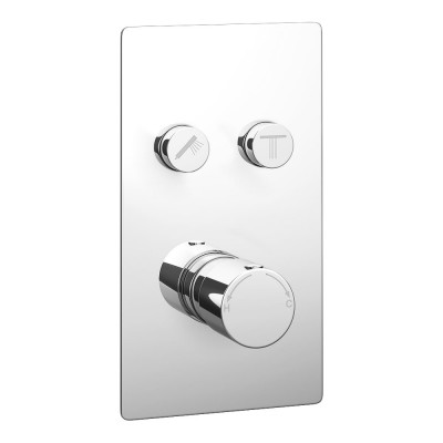 Twin Modern Round Push-Button Shower Valve with 2 Outlets CVT012