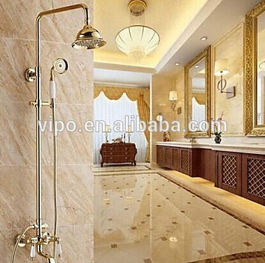 gold Shower Faucet Traditional Handshower Included / Rain Shower Brass Ti-PVD